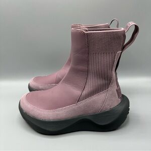 The North Face Knit Platform Leather Boots Pink Purple Women’s Size 6